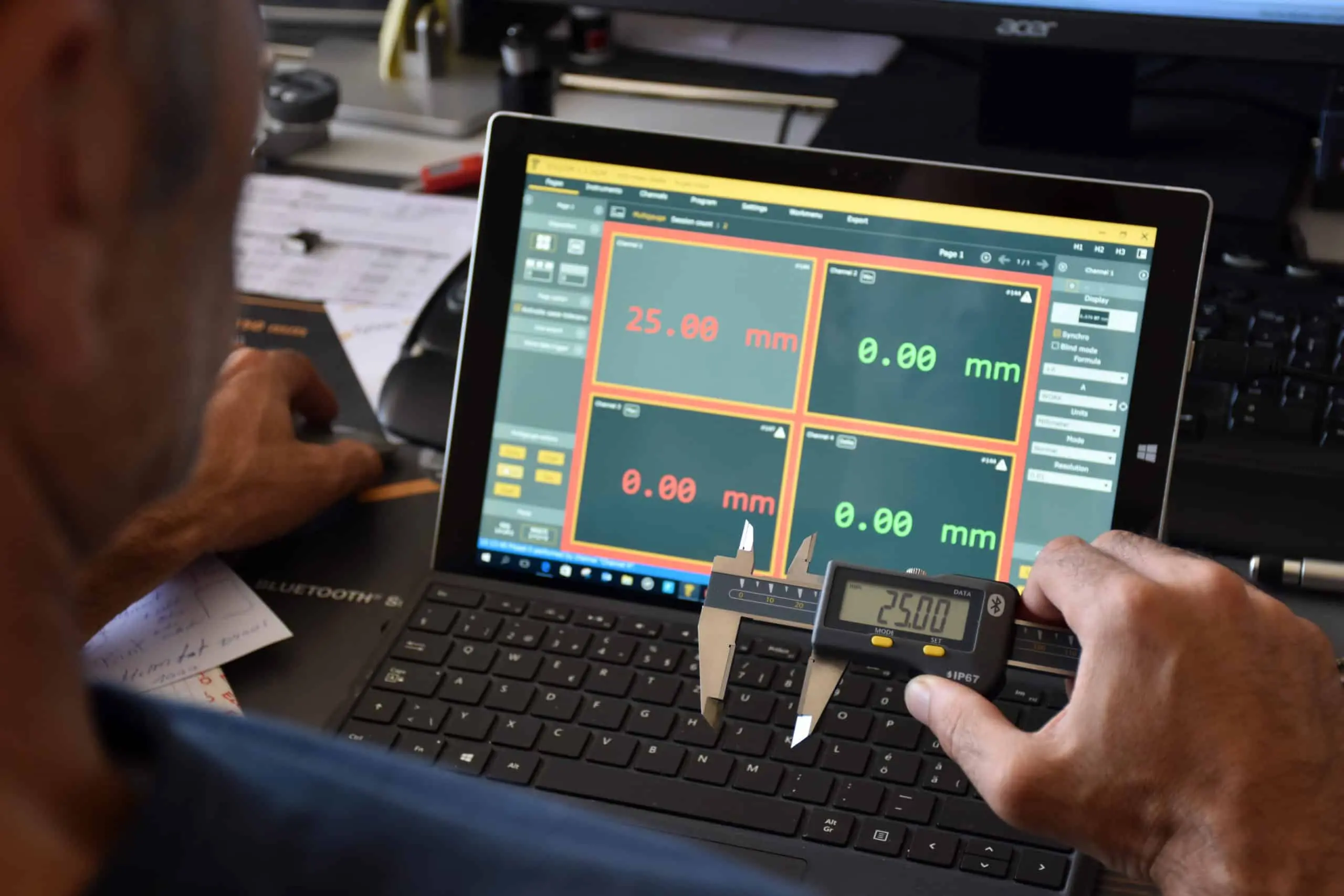 Sylvac-instrumenter koblet til Sylcom-programvare